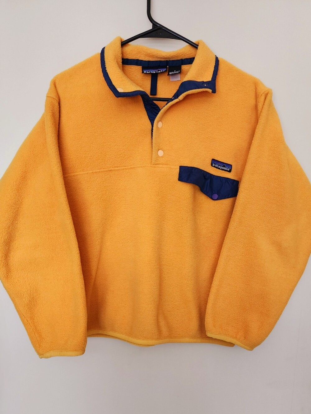 Patagonia 90's Vintage Retro Synchilla Fleece Snap T Yellow Rare Size S